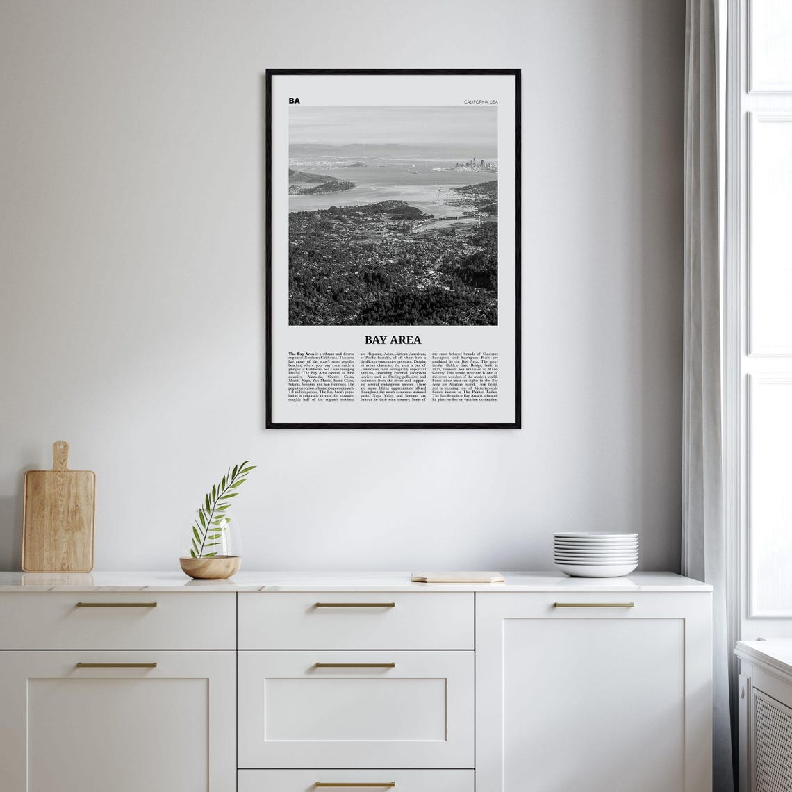 Bay Area Black and White Travel Poster Art Print - Image 2