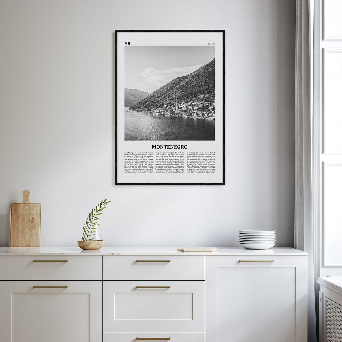 Montenegro Black and White Travel Poster, Europe - Image 2