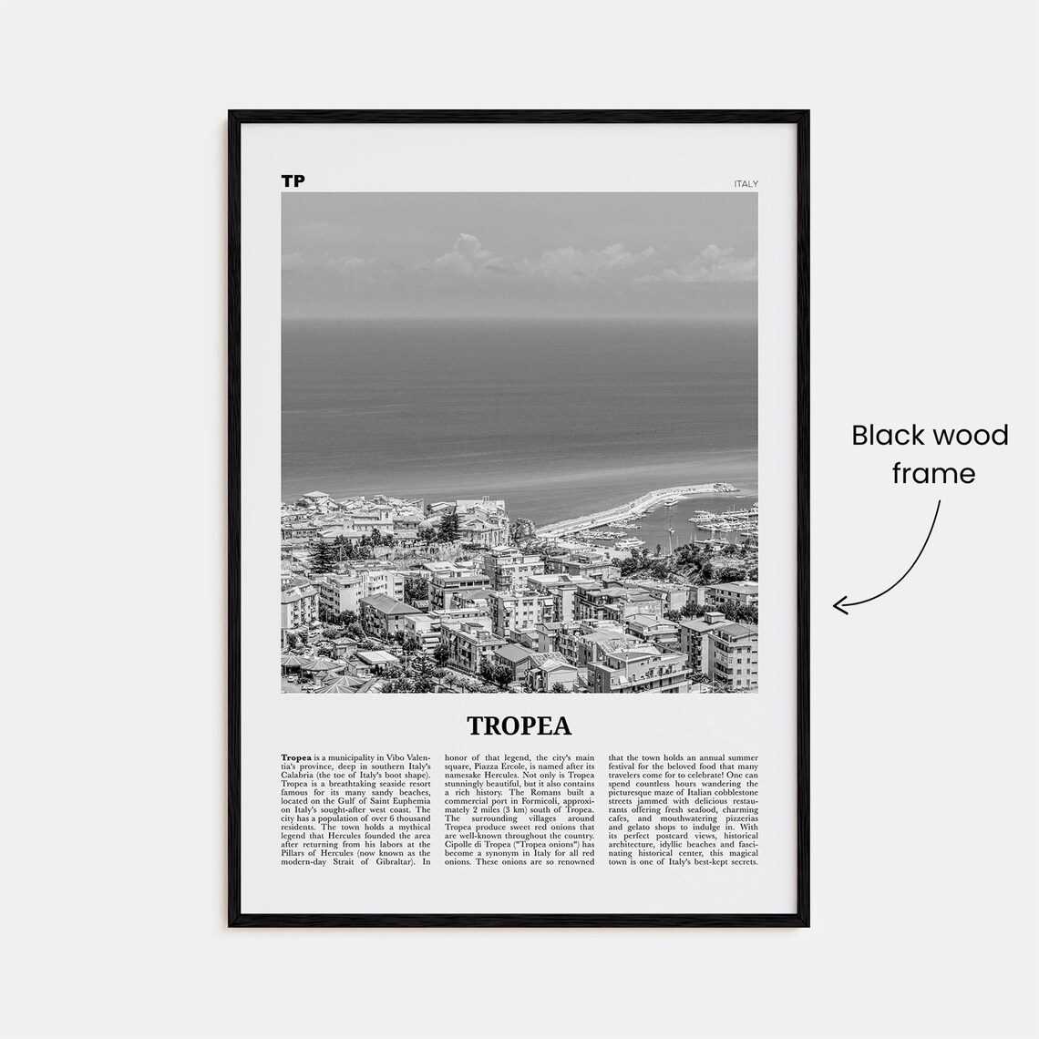 Tropea Black-And-White Travel Poster, Italy - Image 3