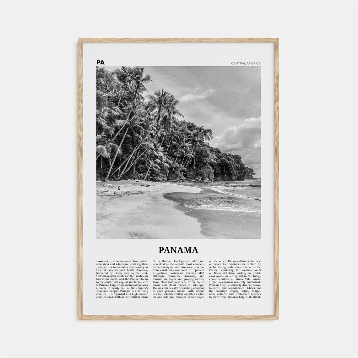 Panama Black and White Travel Poster Print, No. 1