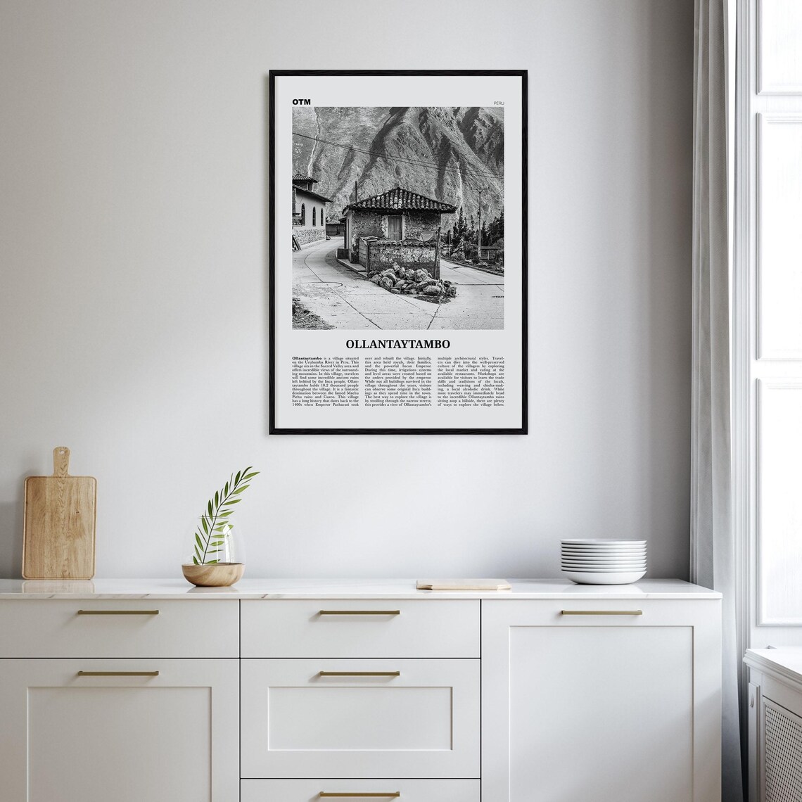 Ollantaytambo Peru Andean Village Black And White Photography Poster - Image 2