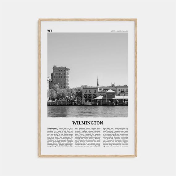 Wilmington Black and White Poster, North Carolina