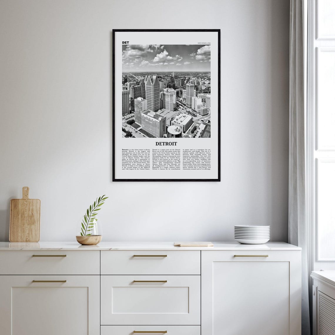 Detroit Black And White No. 1 Travel Poster - Image 2