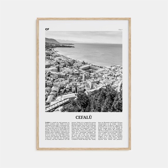 Cefalu Black And White Travel Poster, Sicily Italy