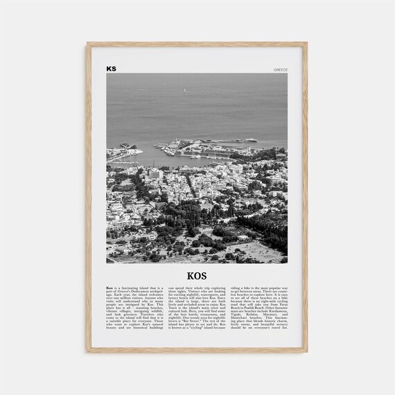 Kos Black and White Travel Poster, Greece Aegean