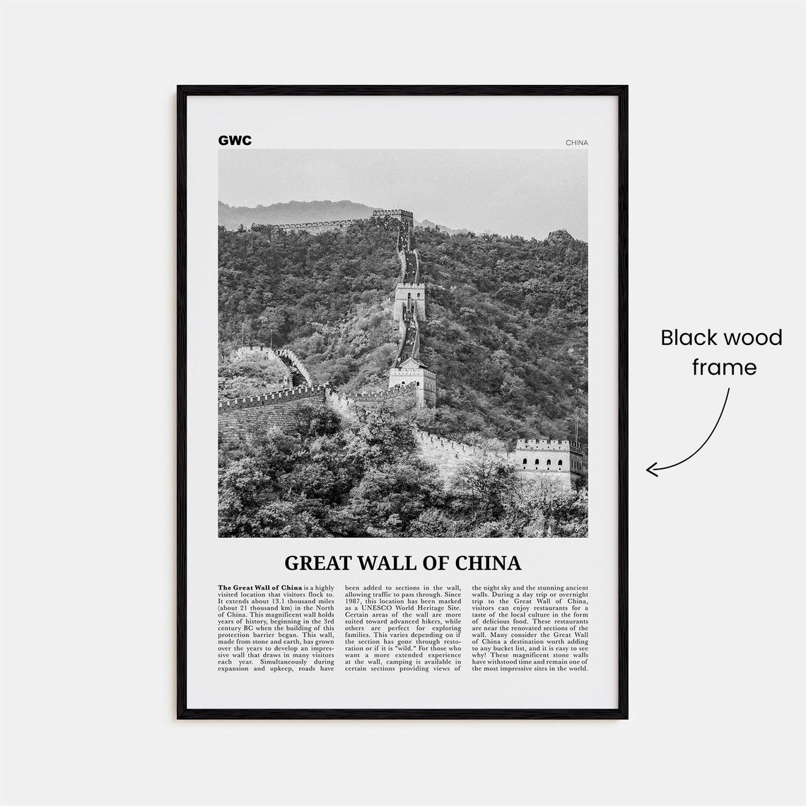Great Wall Of China Print Black And White Great Wall Of China Wall Art Great Wall Of China Poster Great Wall Of China Photo - Image 3