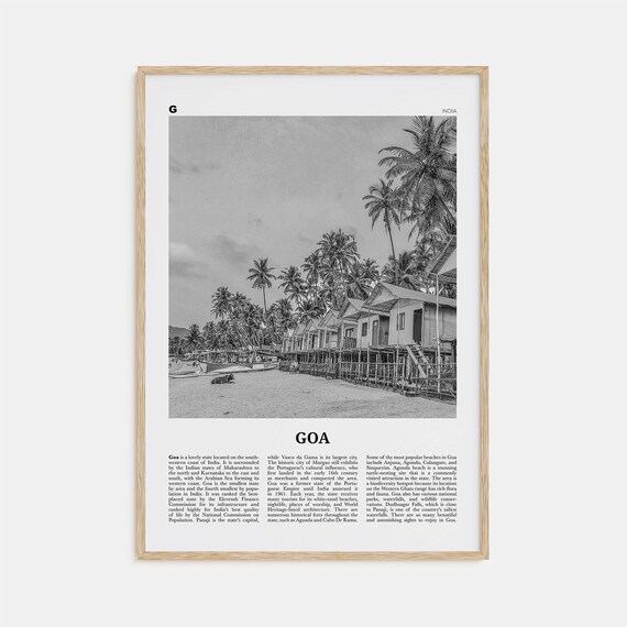 Goa Black and White Photo Travel Poster, India