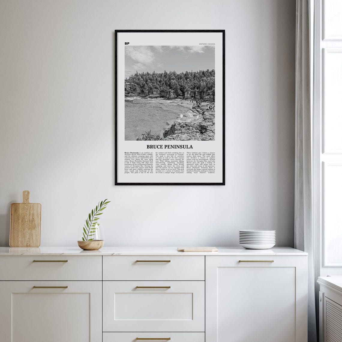 Bruce Peninsula Black And White Travel Poster, Ontario - Image 2