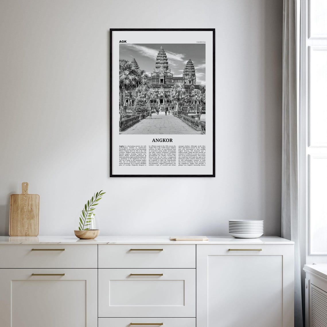 Angkor Black and White Travel Poster, Cambodia - Image 2