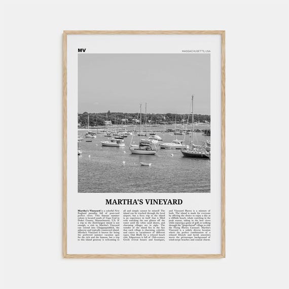 Martha's Vineyard Black and White Travel Poster