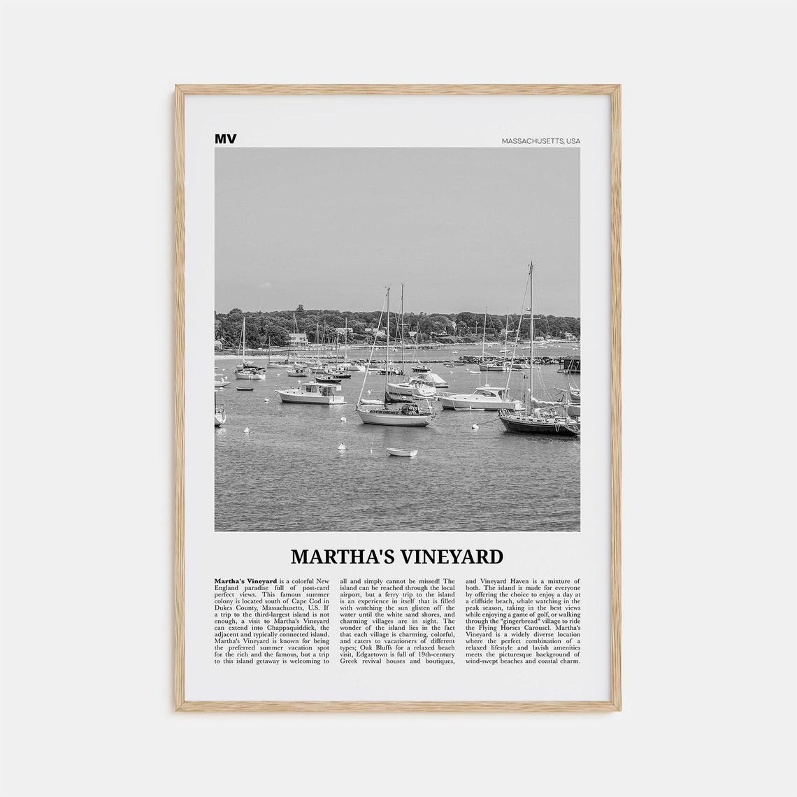 Martha's Vineyard Black and White Travel Poster
