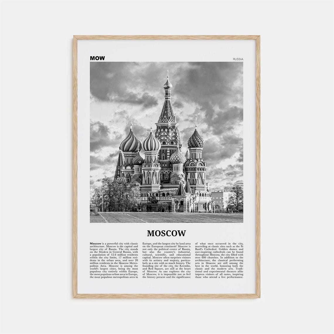 Moscow Black and White Russia No. 1 Travel Poster