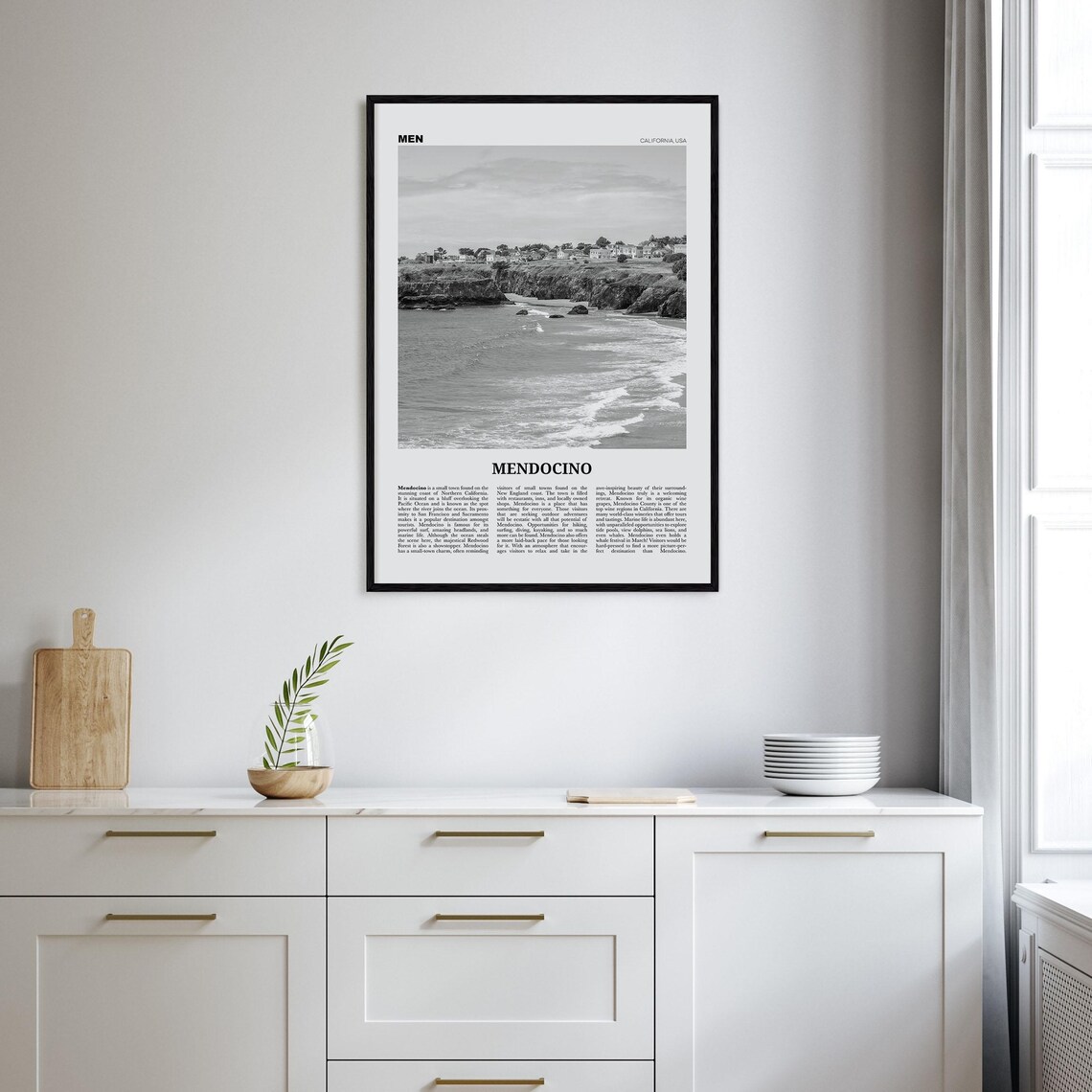 Mendocino Black and White Travel Poster, California - Image 2