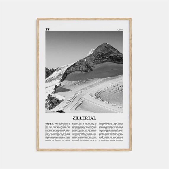 Zillertal Black and White Travel Poster, Austria