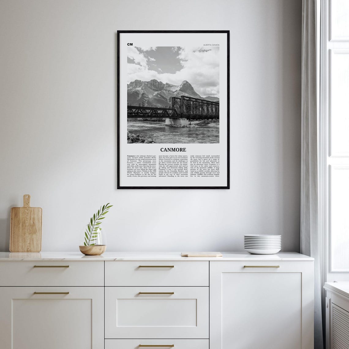 Canmore Black and White Travel Poster, Alberta Canada - Image 2