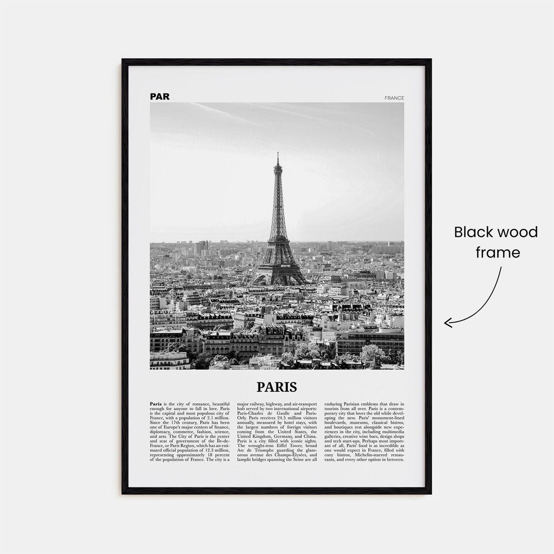 Paris Black and White Print, Eiffel Tower France - Image 3