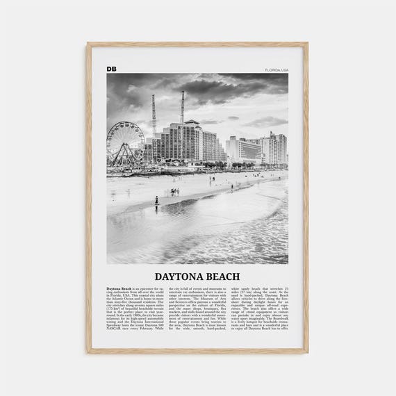 Daytona Beach Black And White Travel Poster, Florida