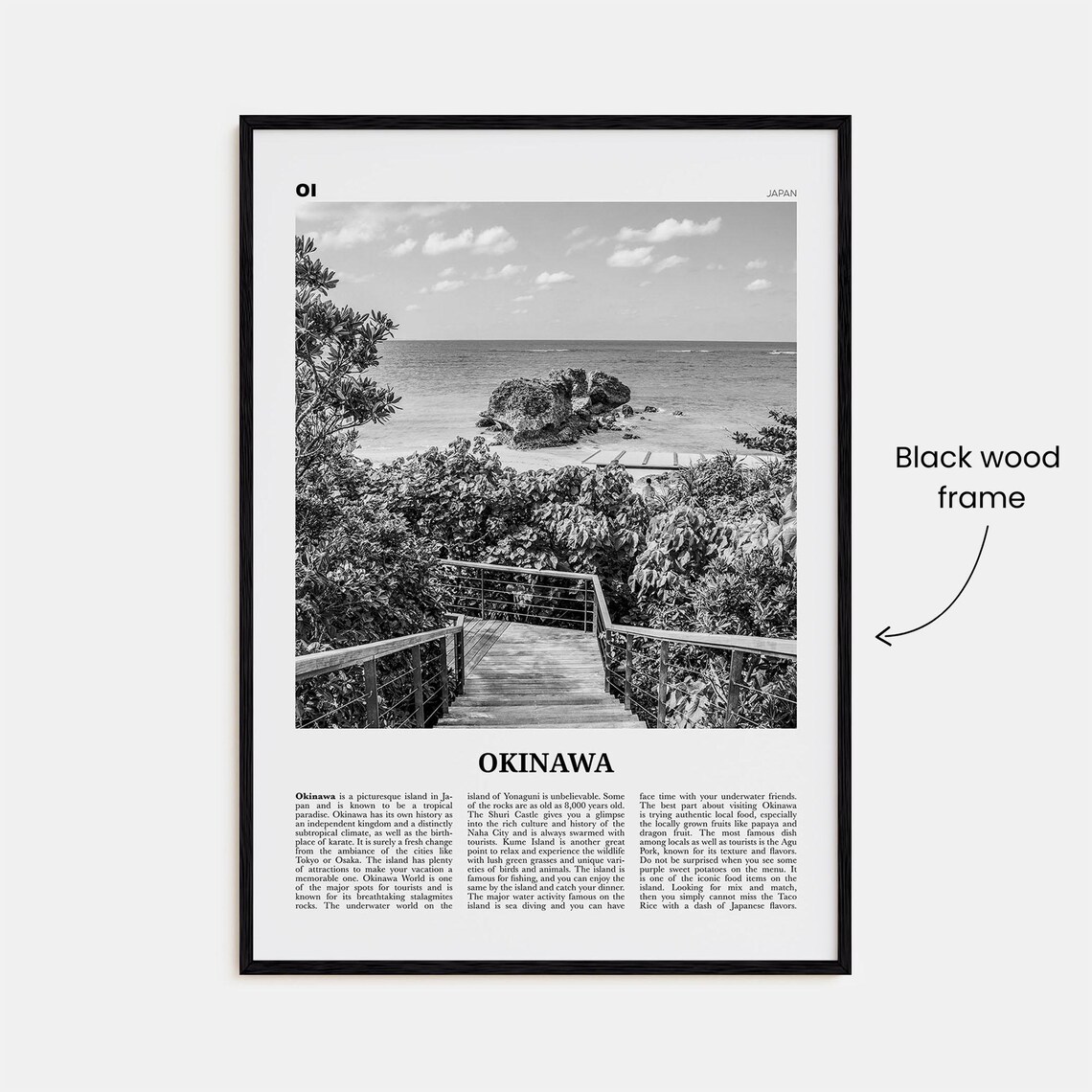 Okinawa Island Black and White Travel Poster - Image 3