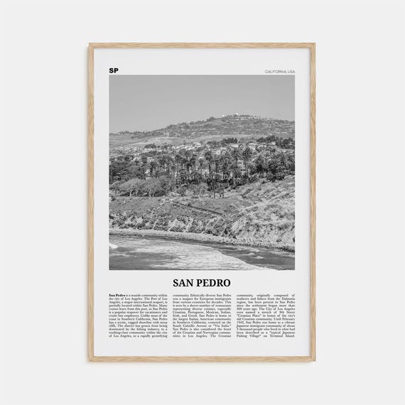 San Pedro, California No. 1 Black and White Travel Poster