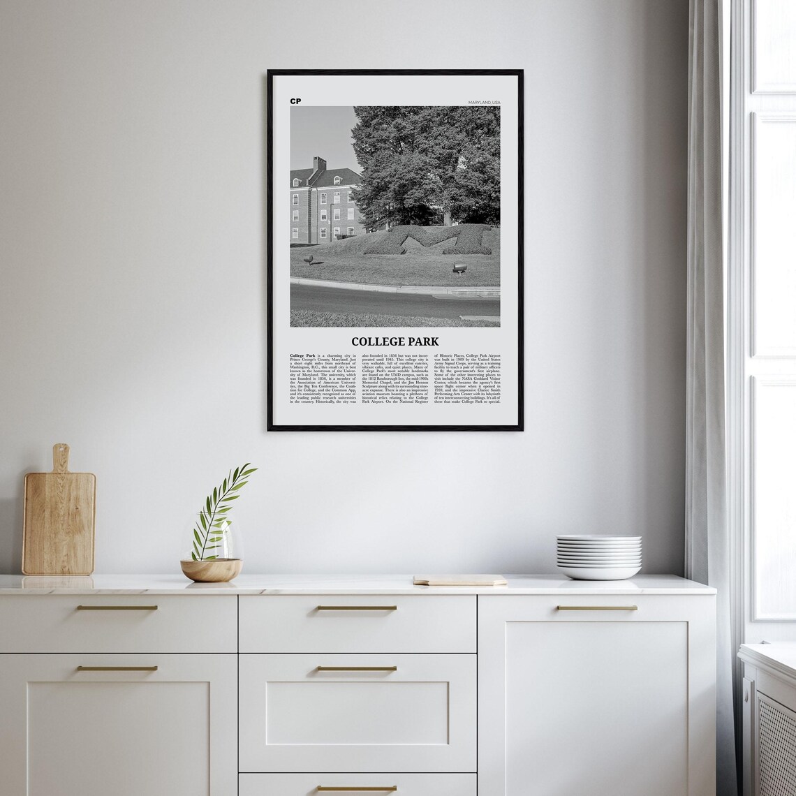 College Park Black and White Travel Poster - Image 2