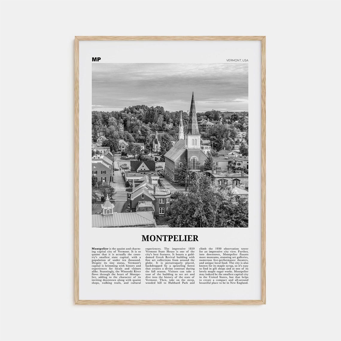 Montpelier Print Black And White Montpelier Wall Art Montpelier Poster Montpelier Photo Montpelier Dcor Montpelier Map Vermont Usa