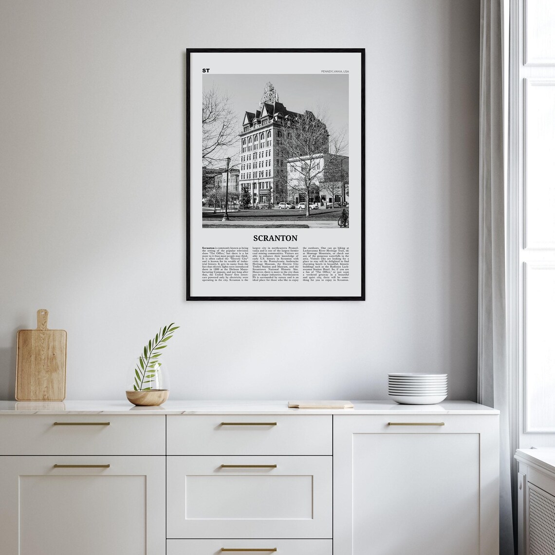 Scranton Black and White Travel Poster, Pennsylvania - Image 2