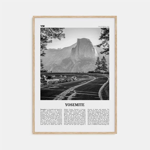 Yosemite National Park Black and White Poster