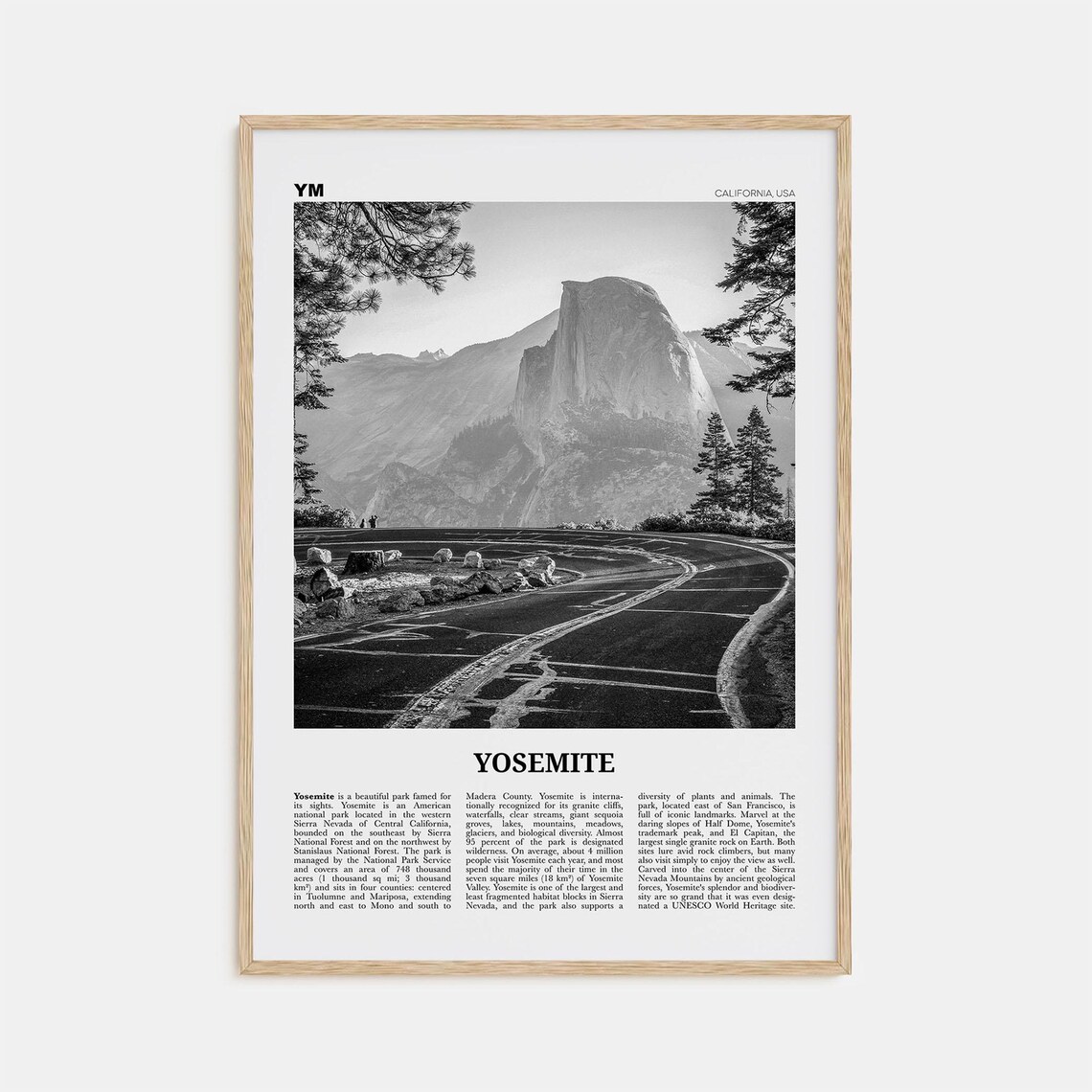 Yosemite National Park Black and White Poster