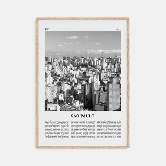 Sao Paulo Black And White Wall Art Print