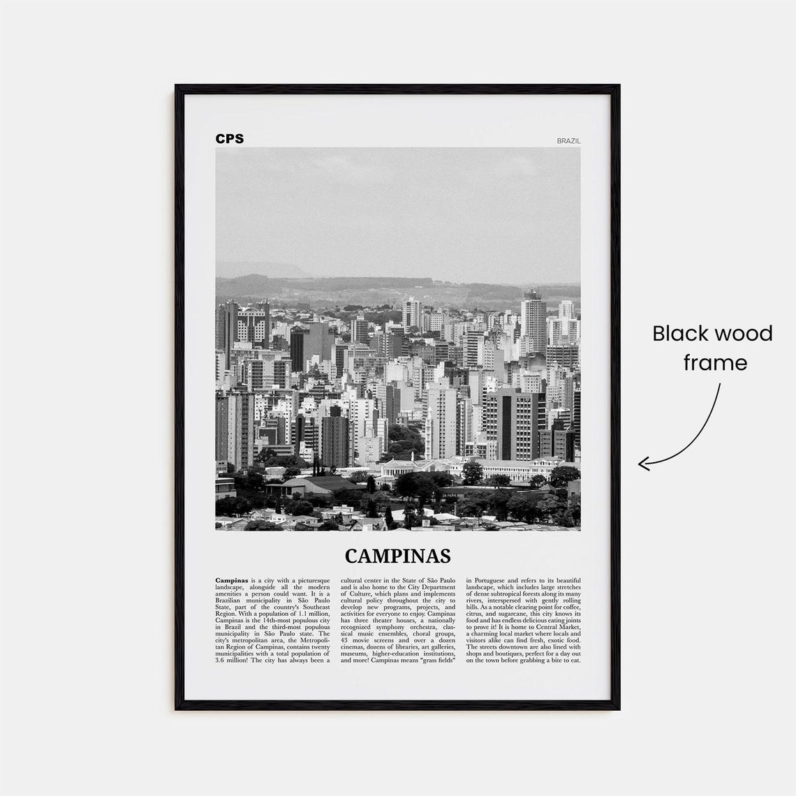 Campinas Black and White Travel Poster, Brazil - Image 3