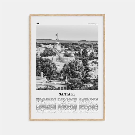 Santa Fe Black and White Art Print, New Mexico