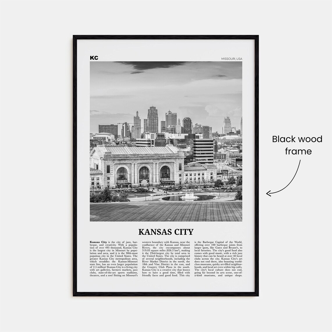 Kansas City Black and White Travel Poster, No 3 - Image 3