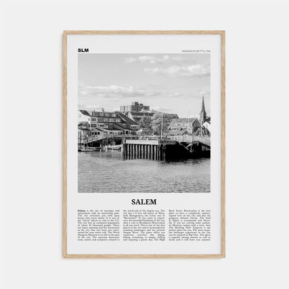 Salem, Massachusetts Black and White Travel Poster