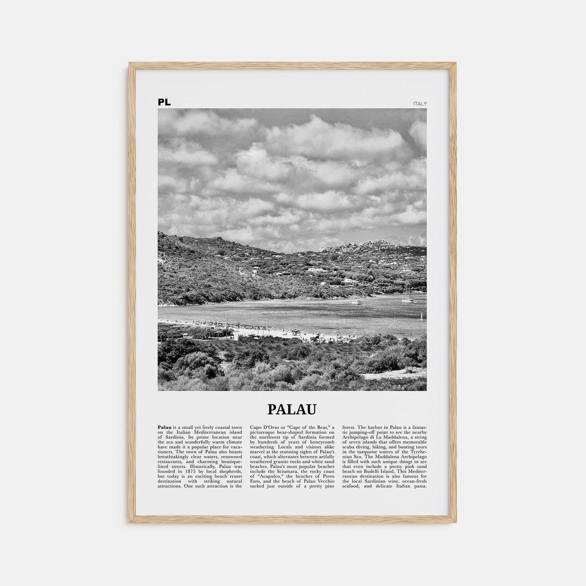Palau Print Black And White Italy Palau Wall Art Palau Poster Palau Photo Palau Wall Decor Italy Italia Sardinia Sassari