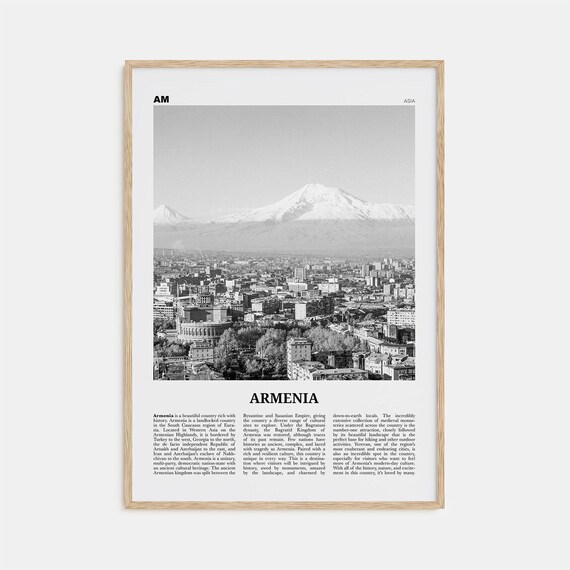 Armenia Black and White Travel Poster, Yerevan