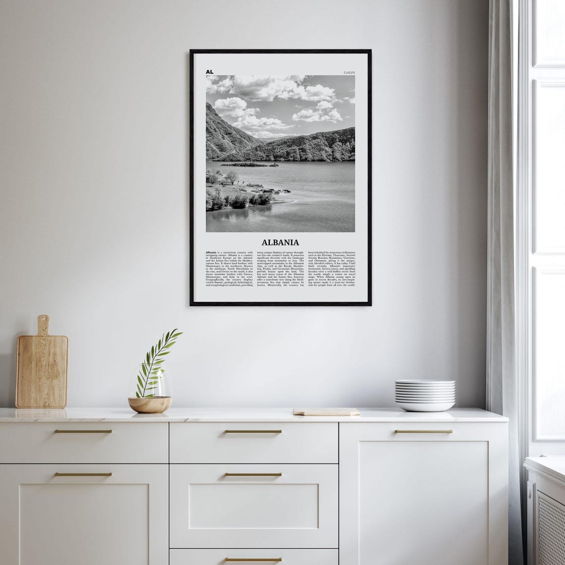 Albania Black And White Country Art Print - Image 2
