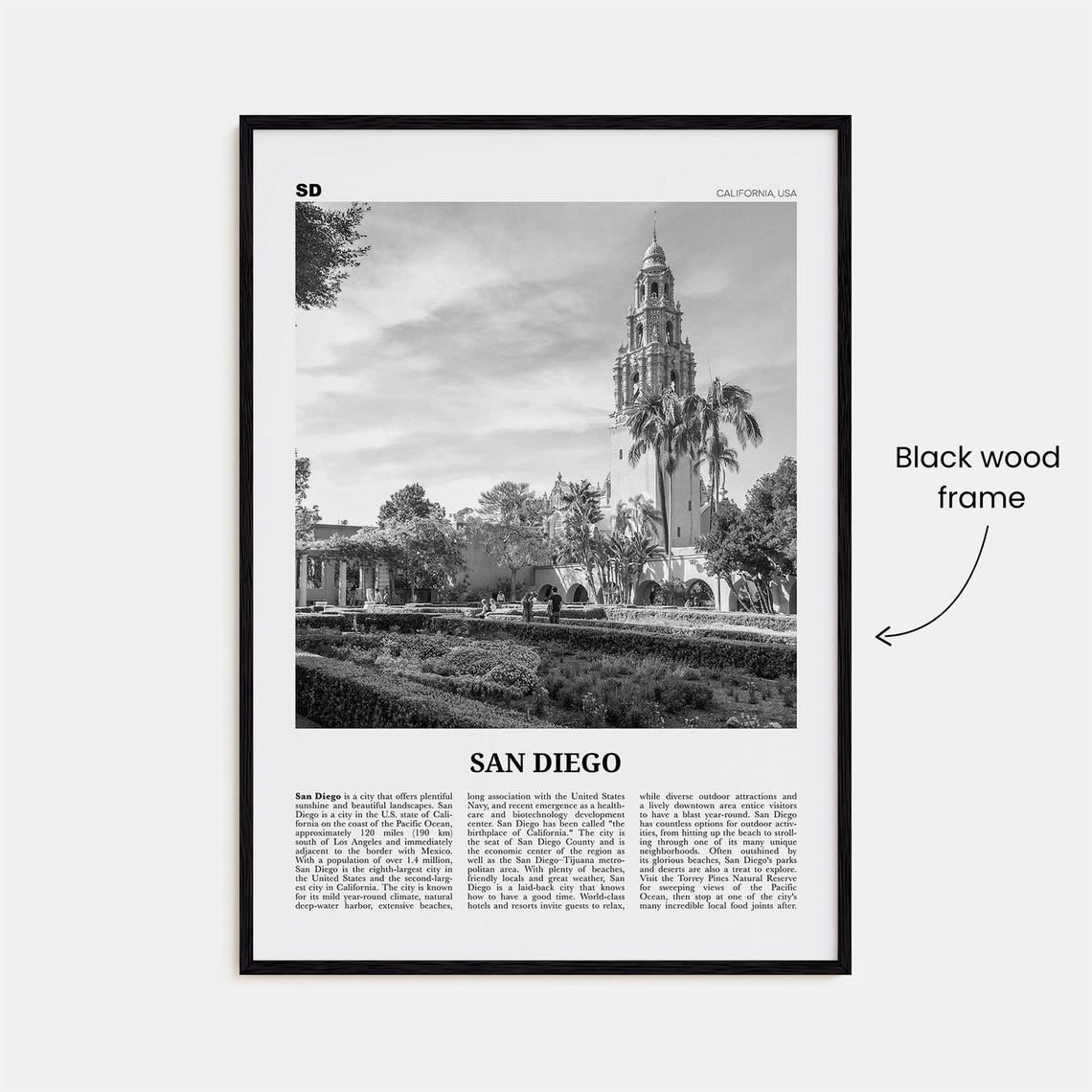 San Diego Print Black And White No 9 San Diego Wall Art San Diego Poster San Diego Photo San Diego Dcor San Diego Map California Usa - Image 3
