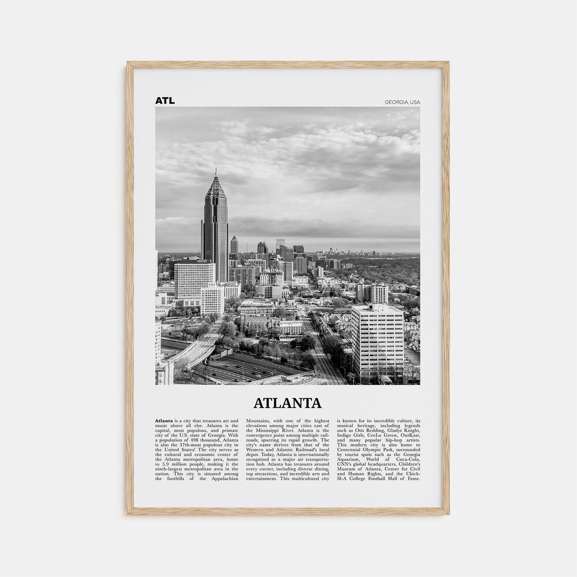 Atlanta Black and White No. 2 Georgia Travel Poster