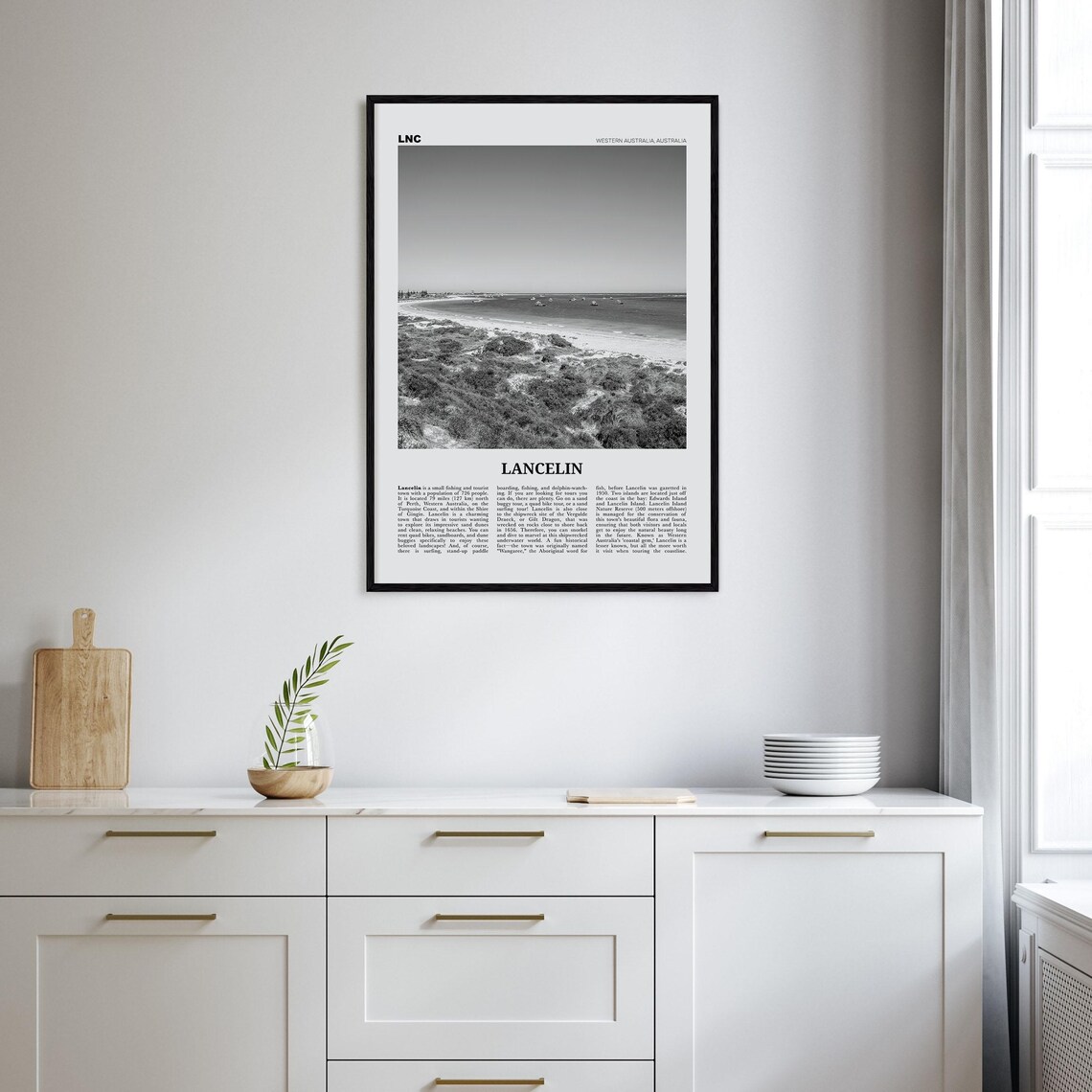 Lancelin Black and White Travel Poster, Western Australia - Image 2