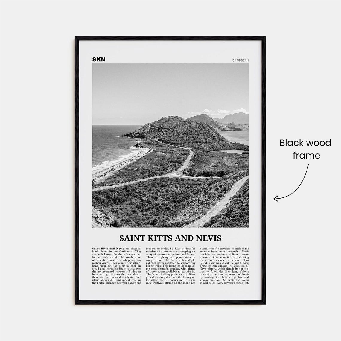 Saint Kitts And Nevis Black And White Travel Poster - Image 3