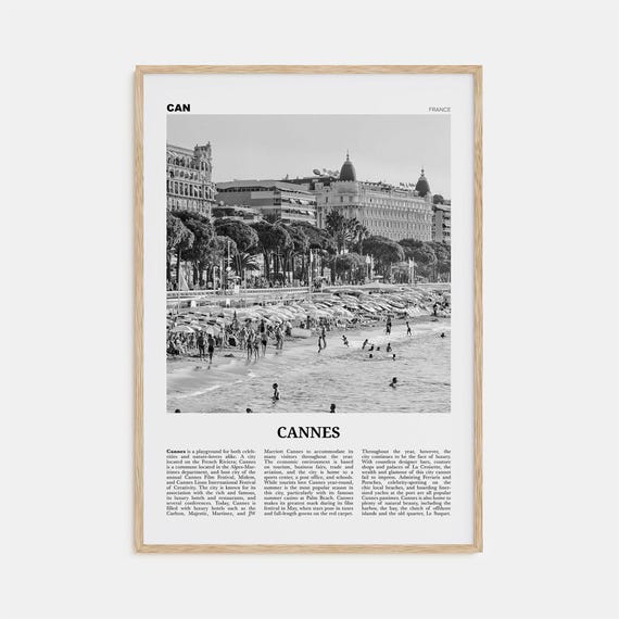 Cannes Black and White Travel Poster, French Riviera