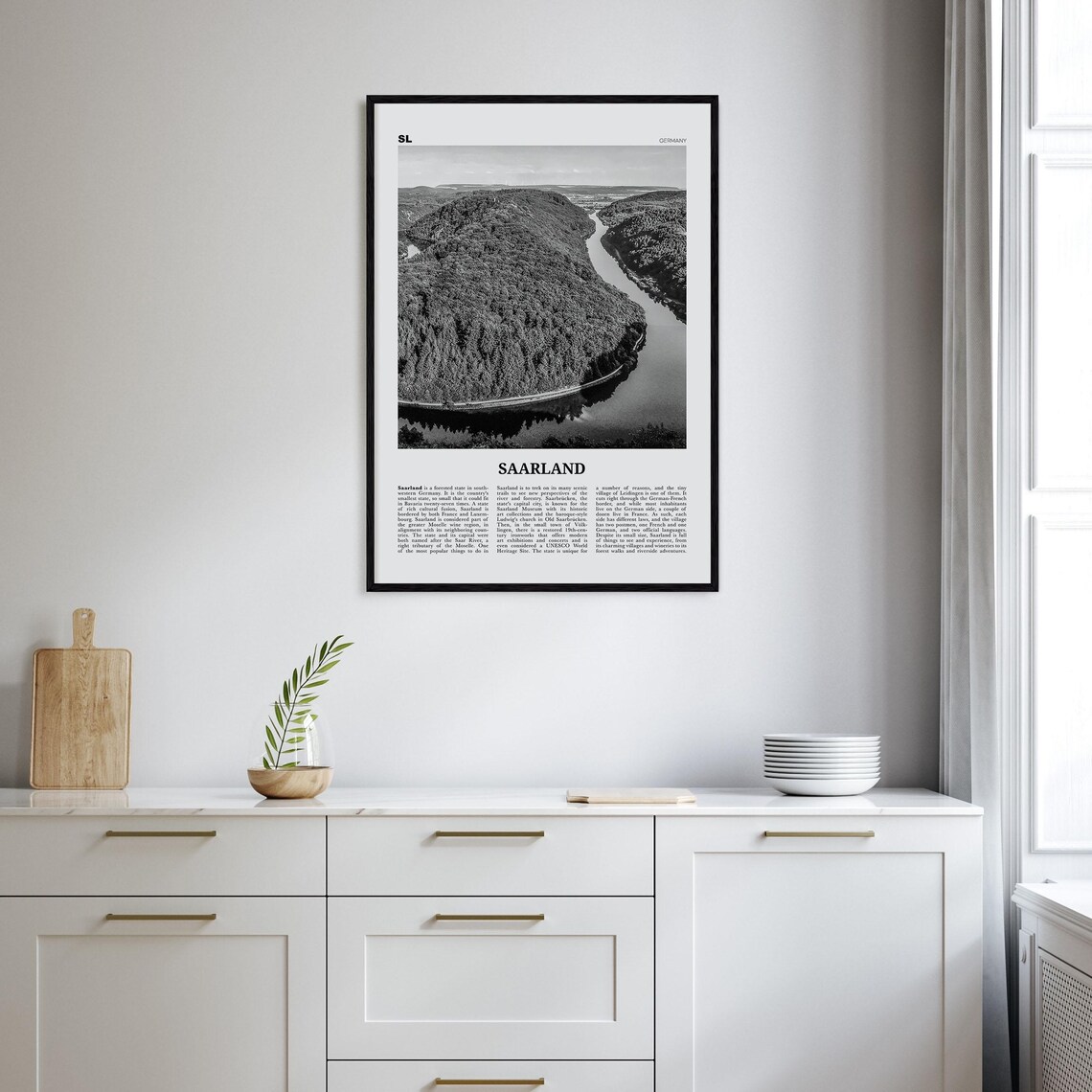 Saarland Black And White Travel Poster, Germany - Image 2