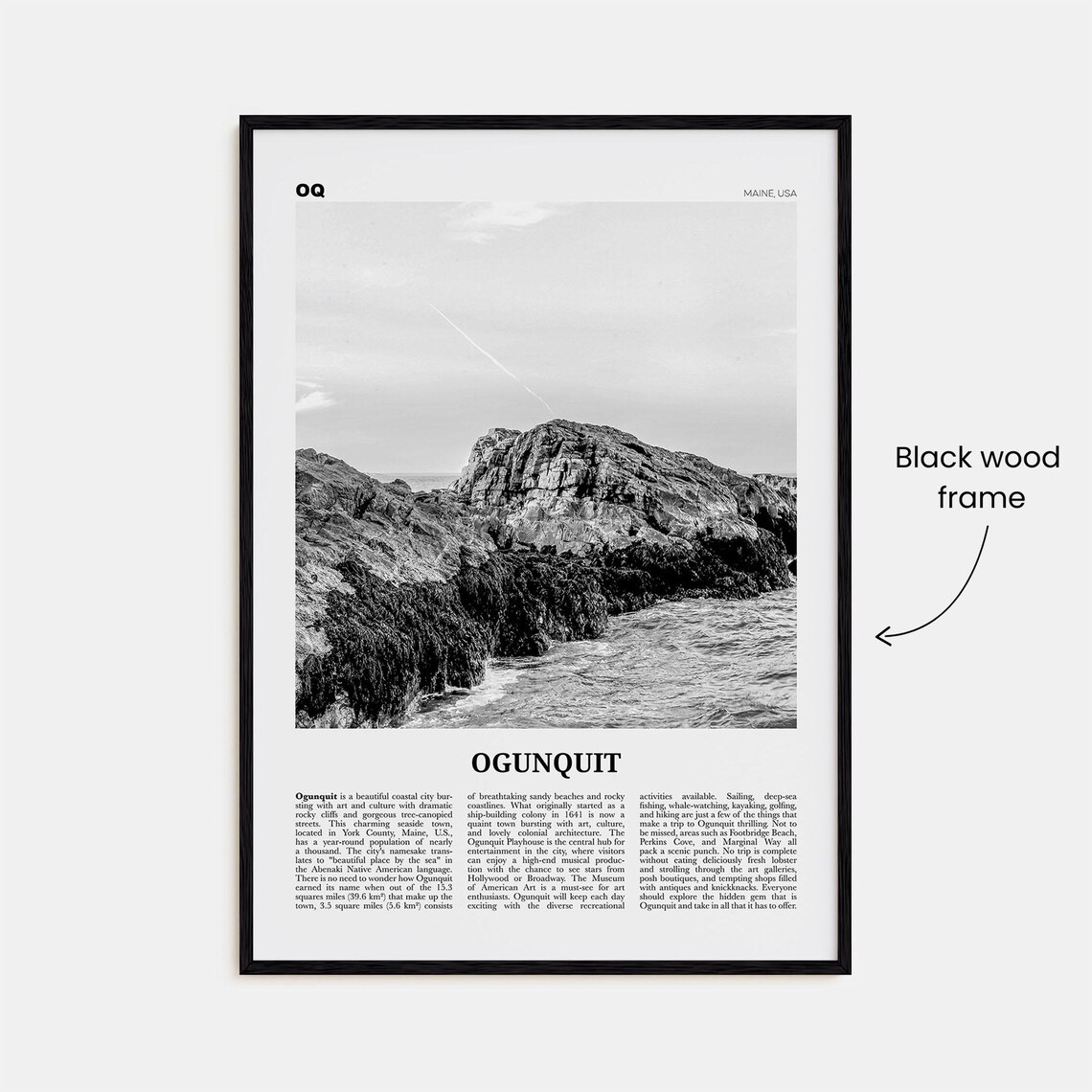 Ogunquit Black and White Travel Poster, Maine - Image 3