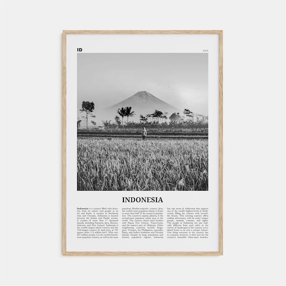 Indonesia Black And White Travel Poster, Asia