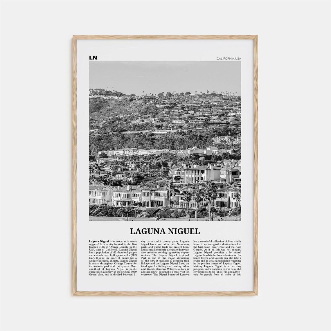 Laguna Niguel Print Black And White Laguna Niguel Wall Art Laguna Niguel Poster Laguna Niguel Photo Laguna Niguel Map California Usa