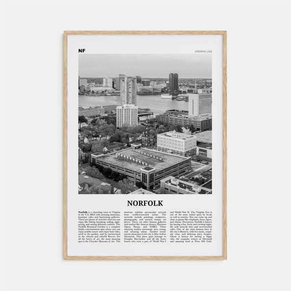 Norfolk, Virginia Black and White Art Print