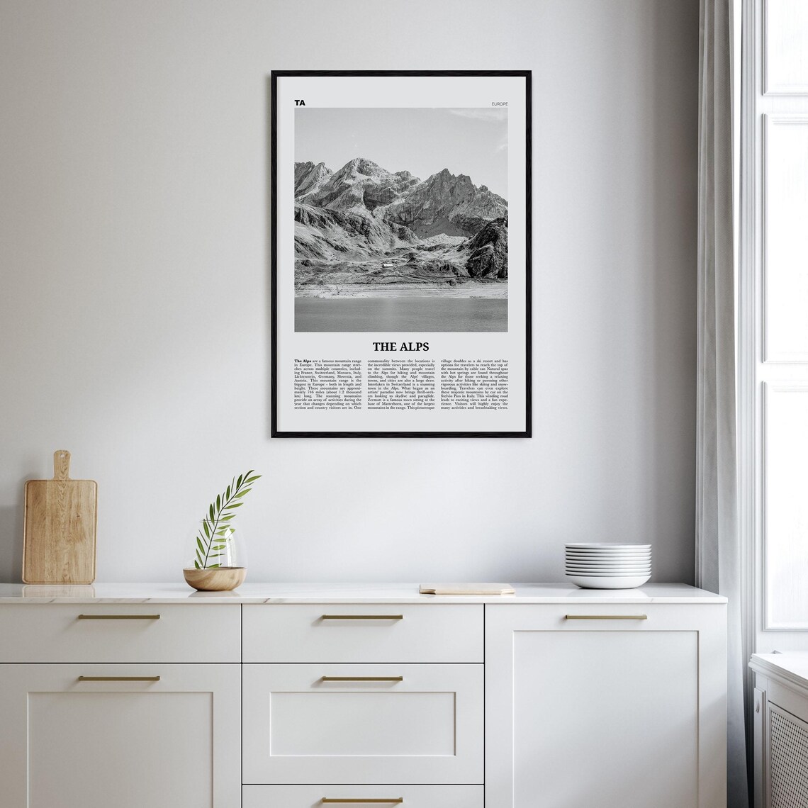 The Alps Black And White Travel Poster, Europe - Image 2