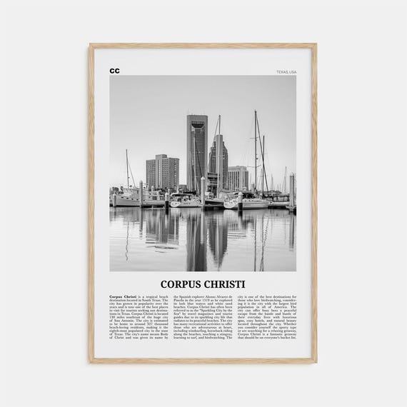 Corpus Christi, Texas Black and White Poster Print
