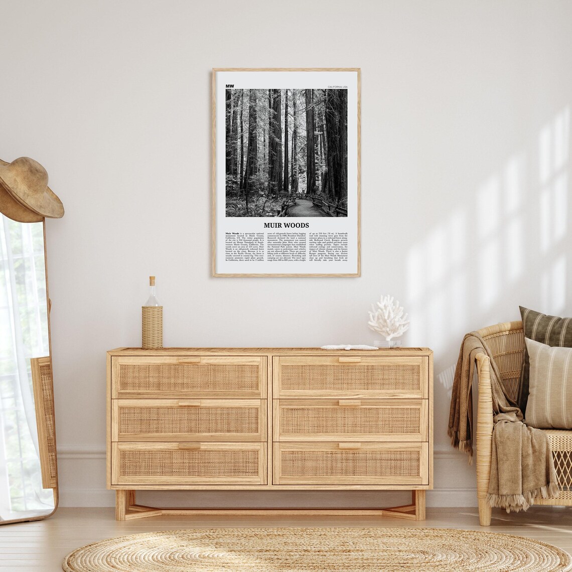Muir Woods National Monument, Black and White Travel Poster - Image 4