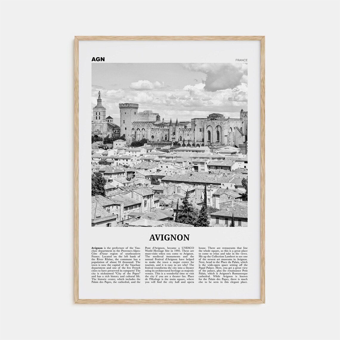 Avignon Black and White France Travel Poster Print